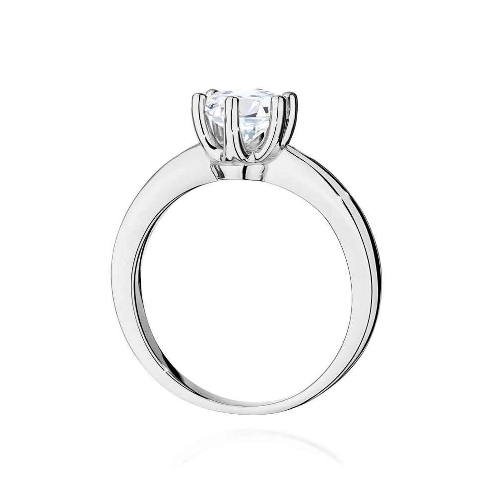 Pierścionek z diamentem laboratoryjnym 0,70 ct, białe złoto 585