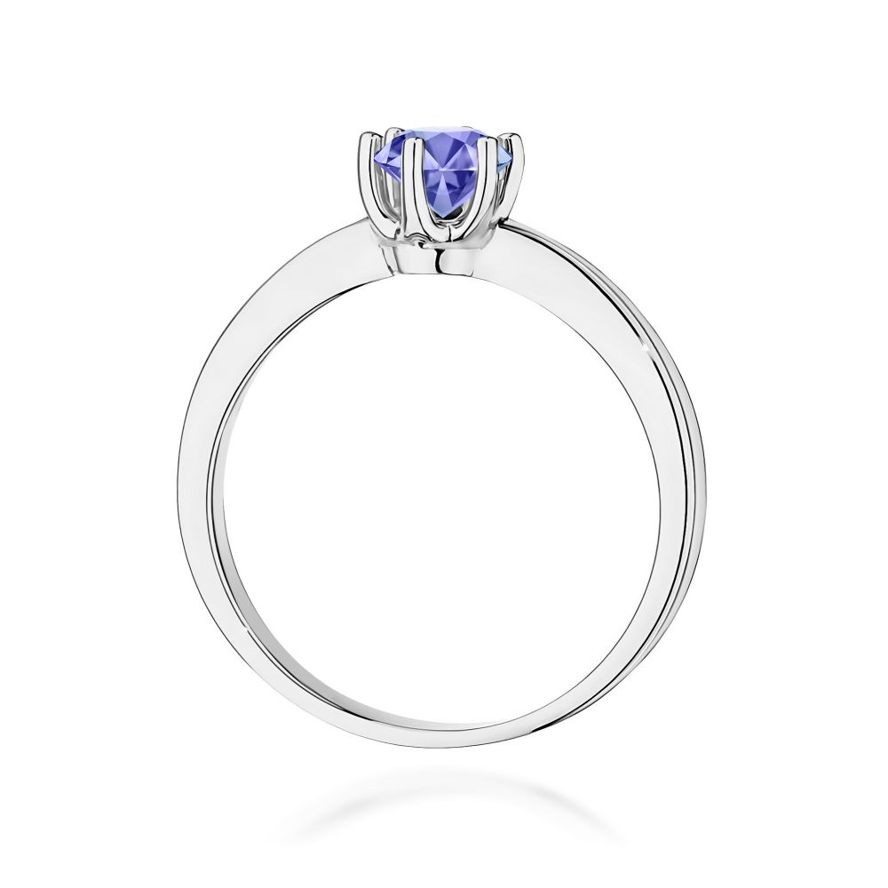 Pierścionek z tanzanitem 0,50 ct, białe złoto 585