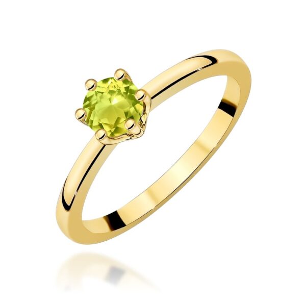 Pierścionek z oliwinem 0,60 ct, żółte złoto 585