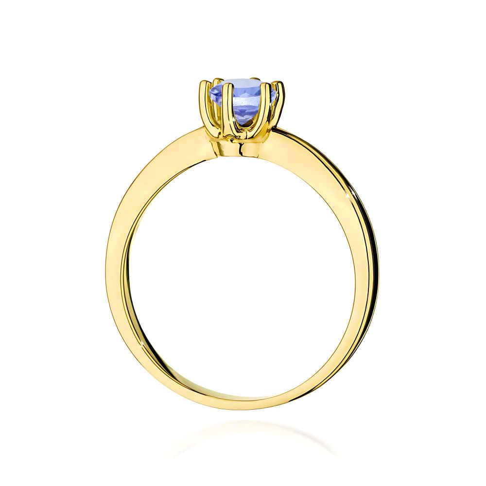Pierścionek z tanzanitem 0,50 ct, żółte złoto 585