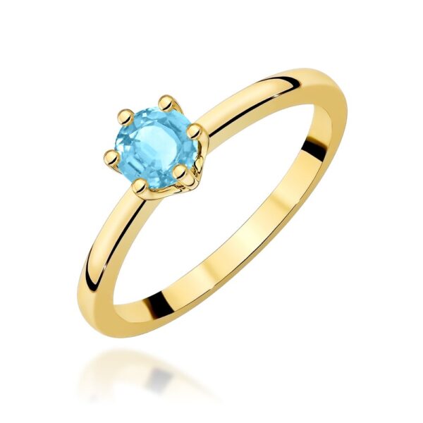 Pierścionek z topazem Swiss Blue 0,50 ct, żółte złoto 585