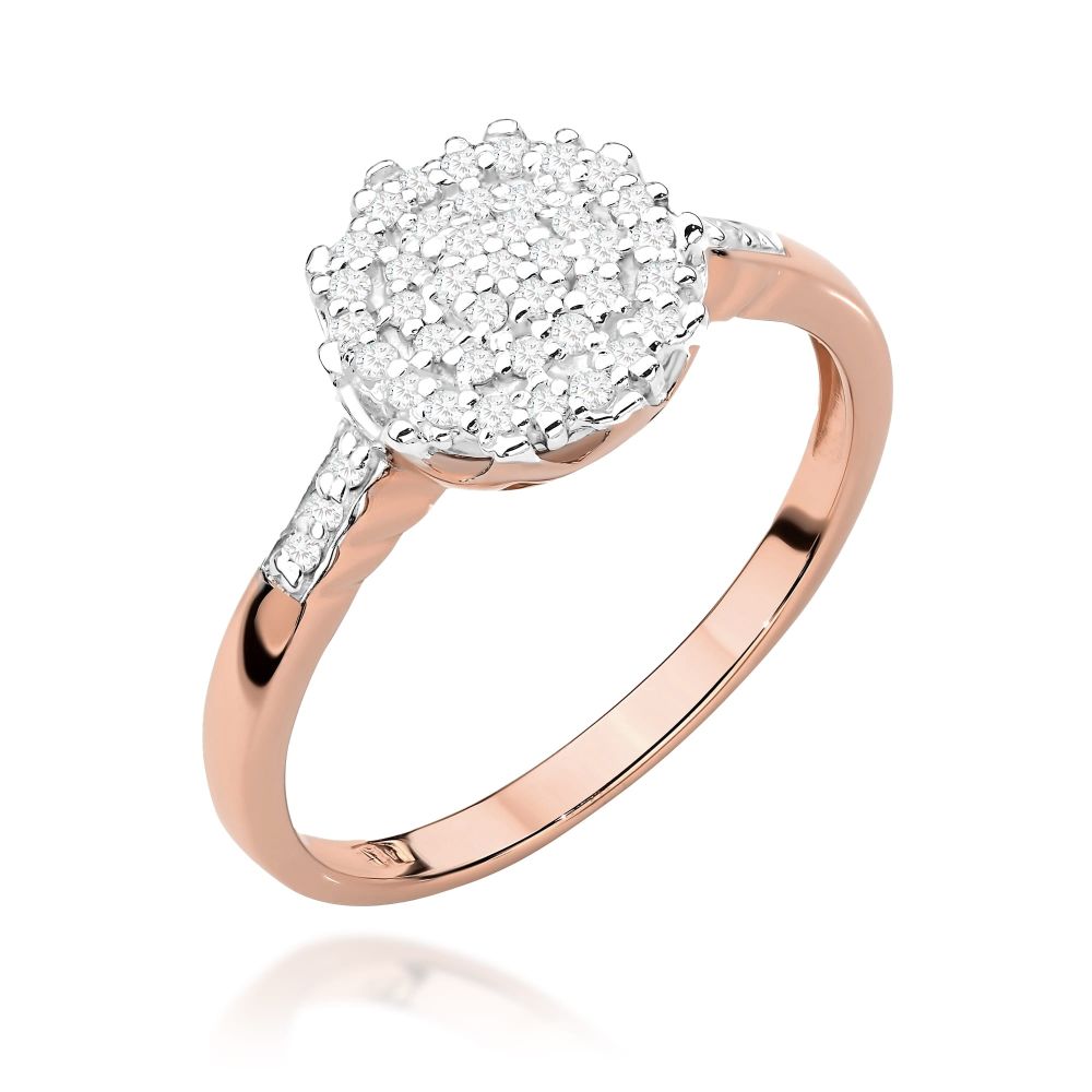 Pierścionek z brylantami 0,23 ct, różowe złoto 585