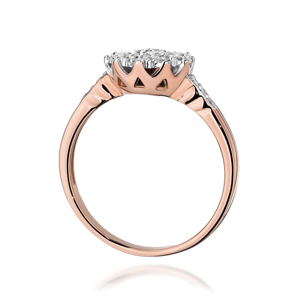 Pierścionek z brylantami 0,23 ct, różowe złoto 585