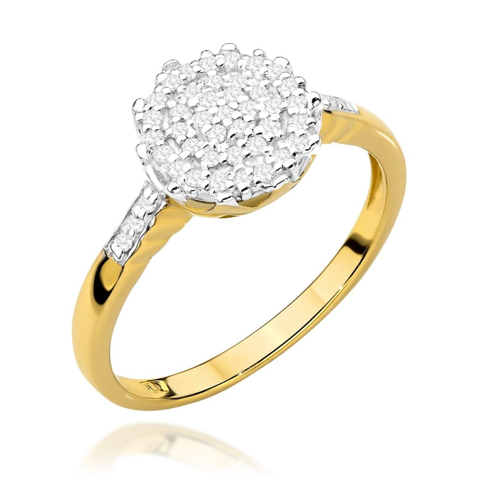 Pierścionek z brylantami 0,23 ct, żółte złoto 585
