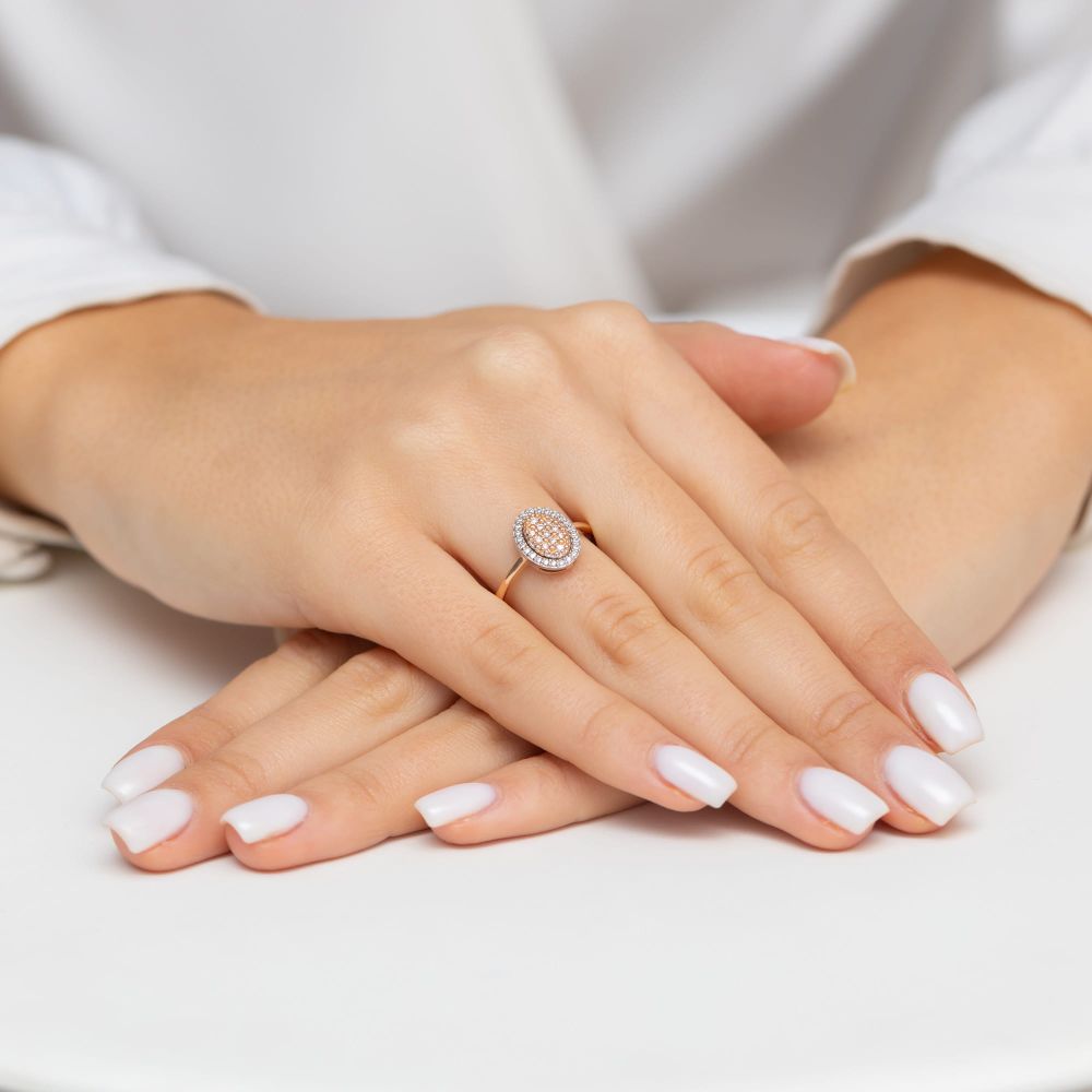 Pierścionek z brylantami 0,20 ct, różowe złoto 585