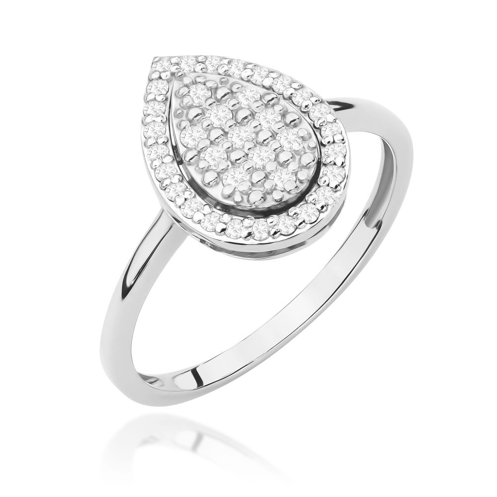 Pierścionek z brylantami 0,22 ct, białe złoto 585