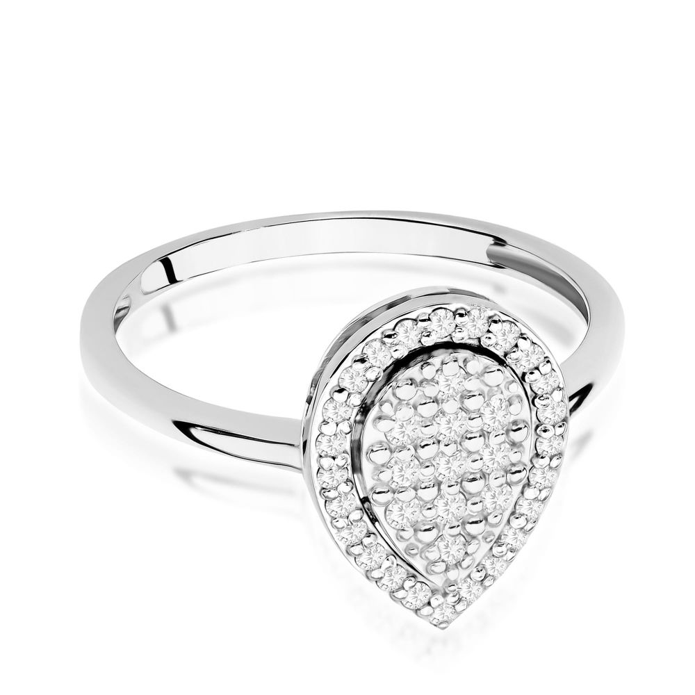 Pierścionek z brylantami 0,22 ct, białe złoto 585