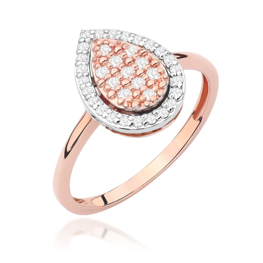 Pierścionek z brylantami 0,22 ct, różowe złoto 585