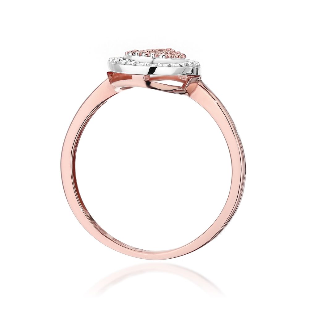 Pierścionek z brylantami 0,22 ct, różowe złoto 585