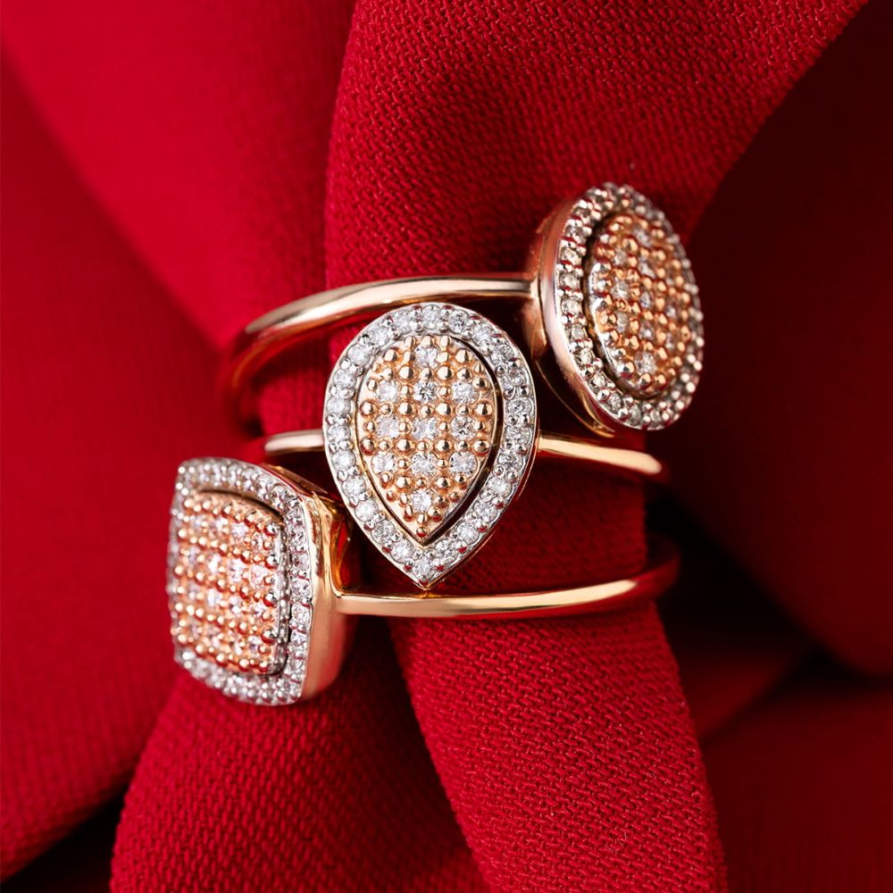 Pierścionek z brylantami 0,22 ct, różowe złoto 585
