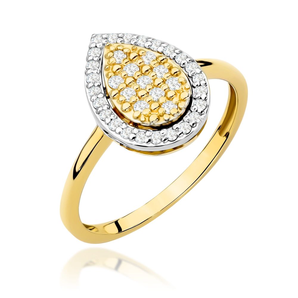 Pierścionek z brylantami 0,22 ct, żółte złoto 585