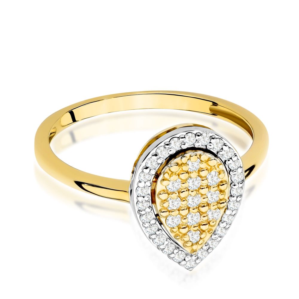 Pierścionek z brylantami 0,22 ct, żółte złoto 585