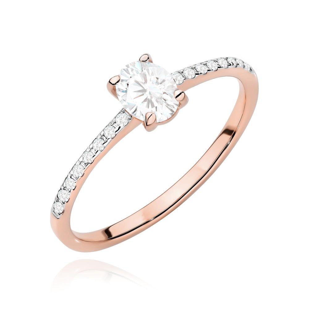 Pierścionek z brylantami 0,38 ct, różowe złoto 585
