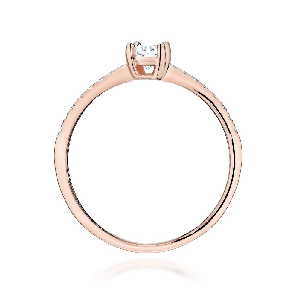 Pierścionek z brylantami 0,38 ct, różowe złoto 585