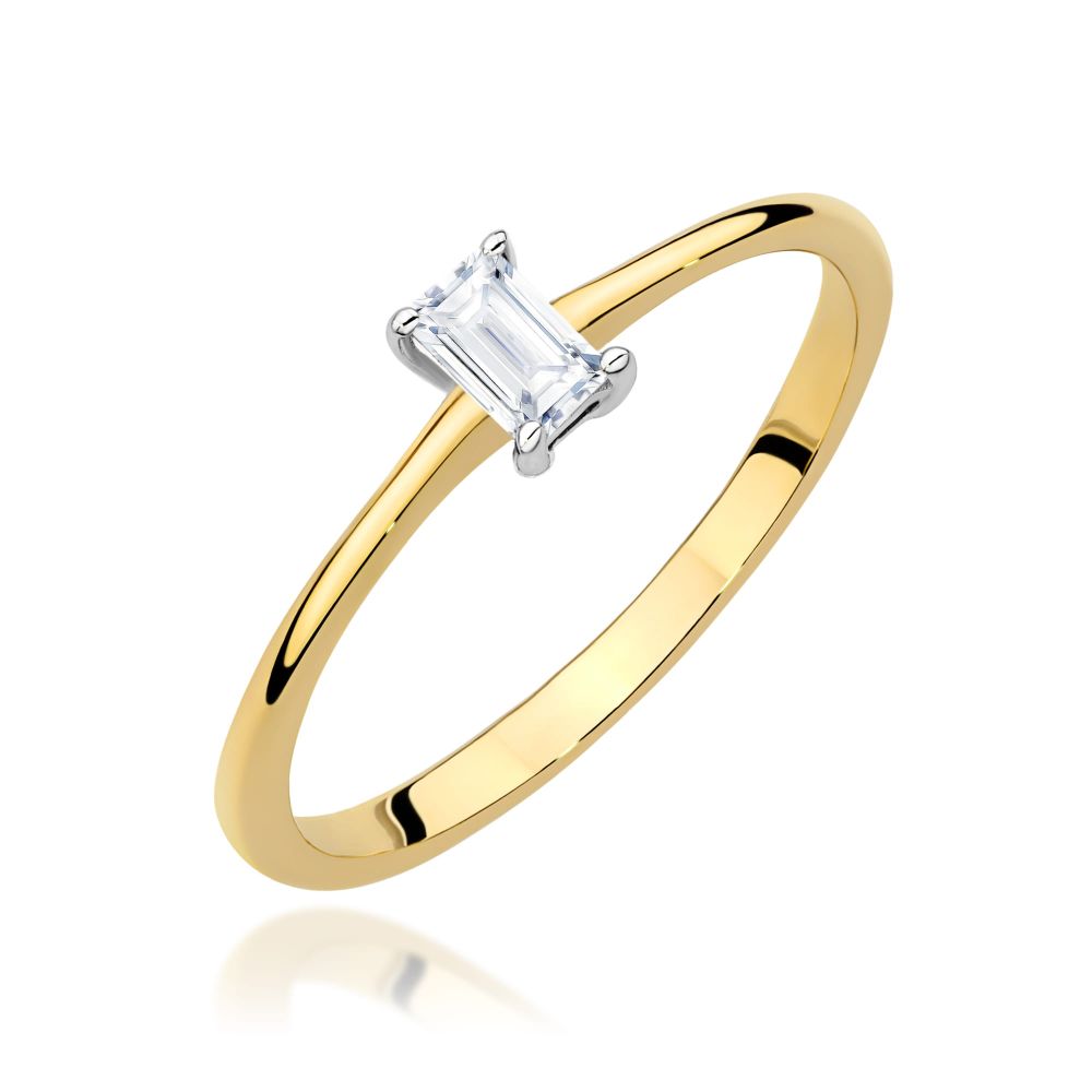 Pierścionek zaręczynowy z brylantem 0,15 ct, żółte złoto 585
