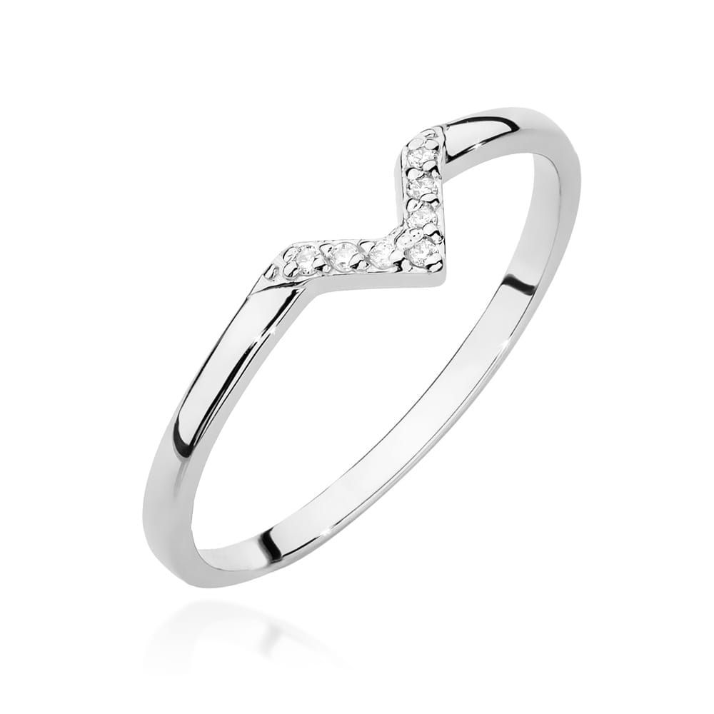 Pierścionek z brylantami 0,04 ct, białe złoto 585