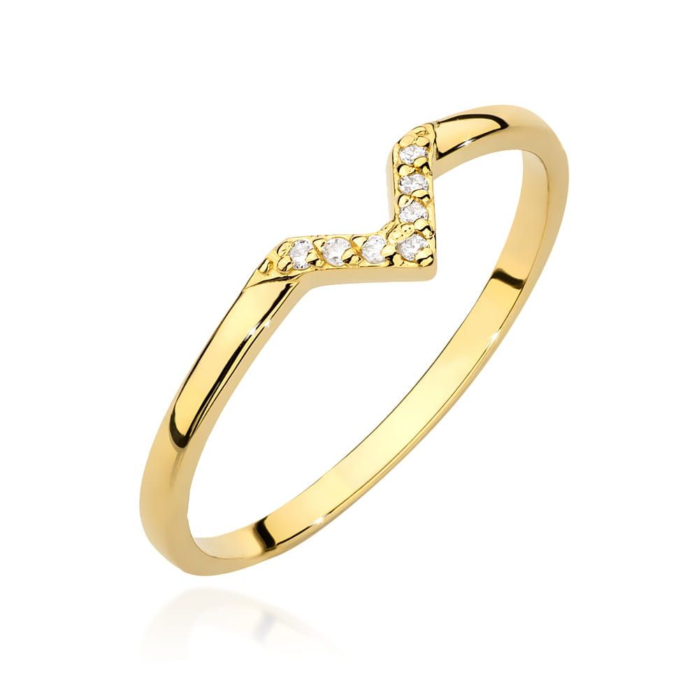 Pierścionek z brylantami 0,04 ct, żółte złoto 585