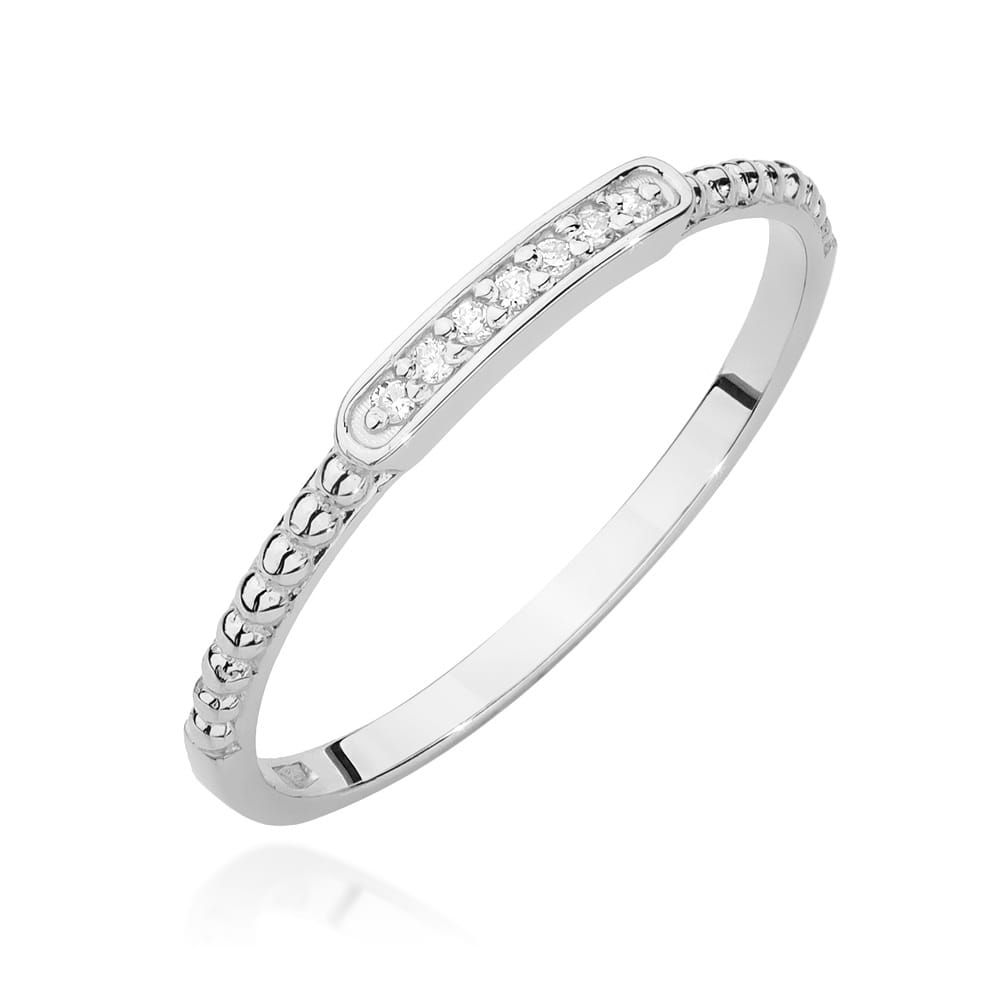 Pierścionek z brylantami 0,04 ct, białe złoto 585