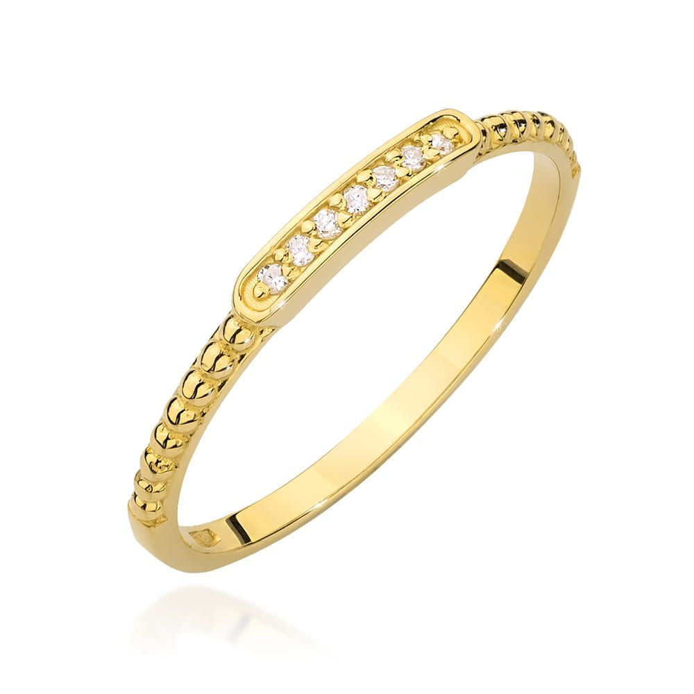 Pierścionek z brylantami 0,04 ct, żółte złoto 585