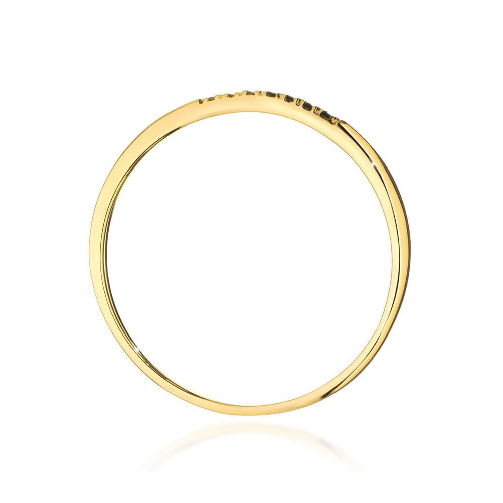 Pierścionek z czarnymi brylantami 0,04 ct, żółte złoto 585