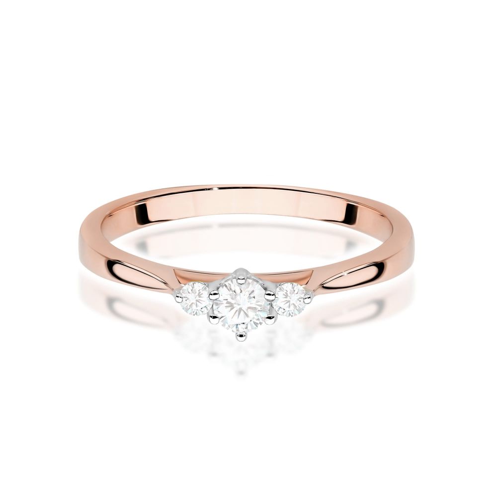 Pierścionek z brylantami 0,19 ct, różowe złoto 585
