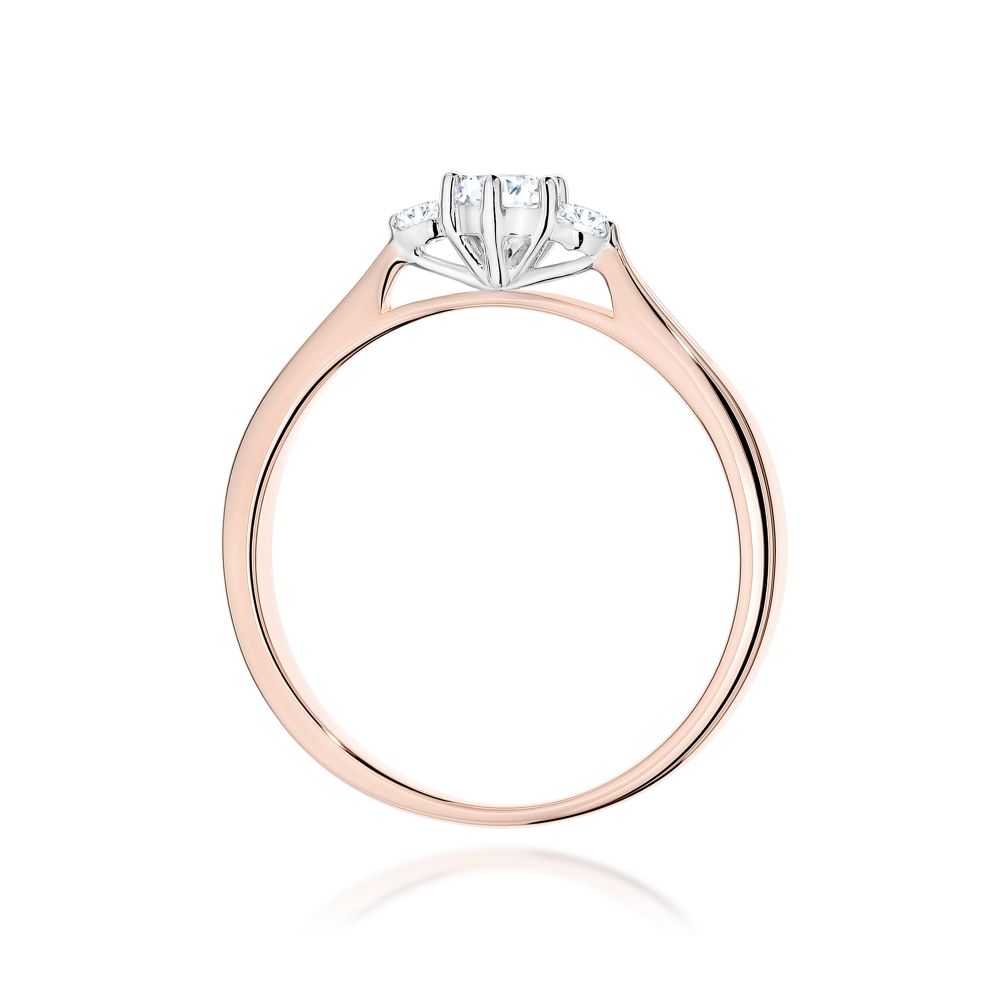 Pierścionek z brylantami 0,19 ct, różowe złoto 585