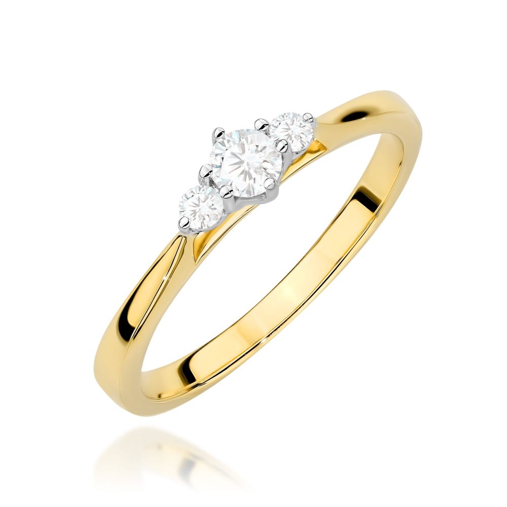 Pierścionek z brylantami 0,19 ct, żółte złoto 585