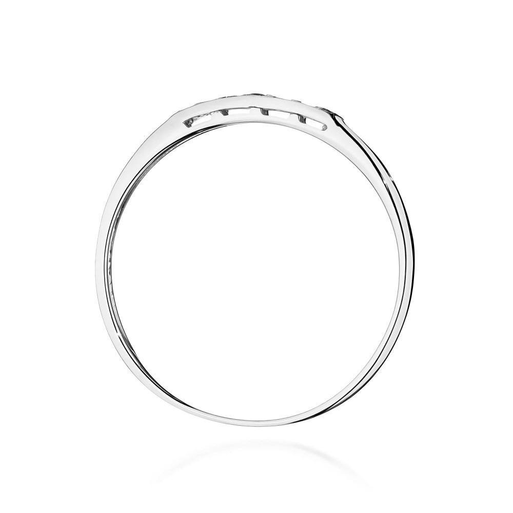 Pierścionek z czarnym diamentem 0,12 ct i czarnymi brylantami, białe złoto 585