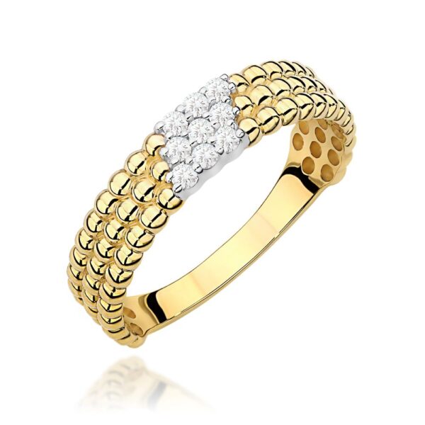 Pierścionek z brylantami 0,13 ct, żółte złoto 585
