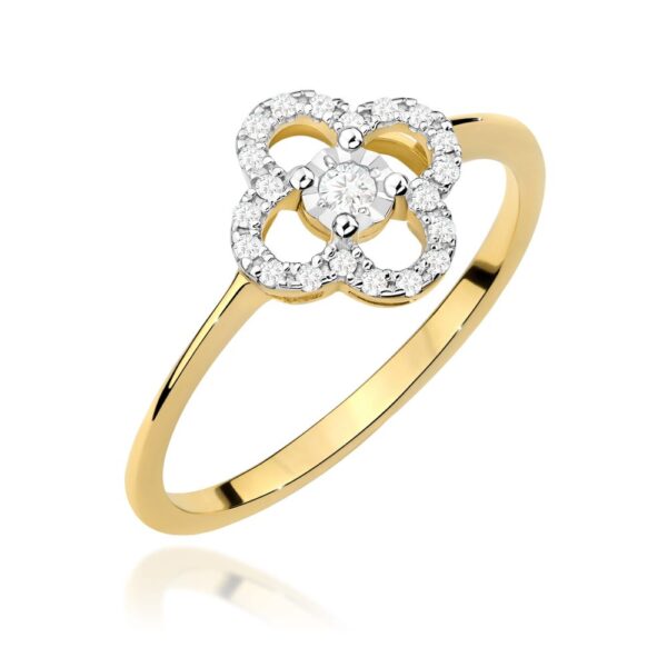 Pierścionek z brylantami 0,13 ct, żółte złoto 585