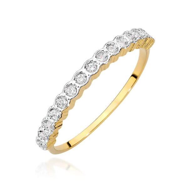 Pierścionek z brylantami 0,13 ct, żółte złoto 585