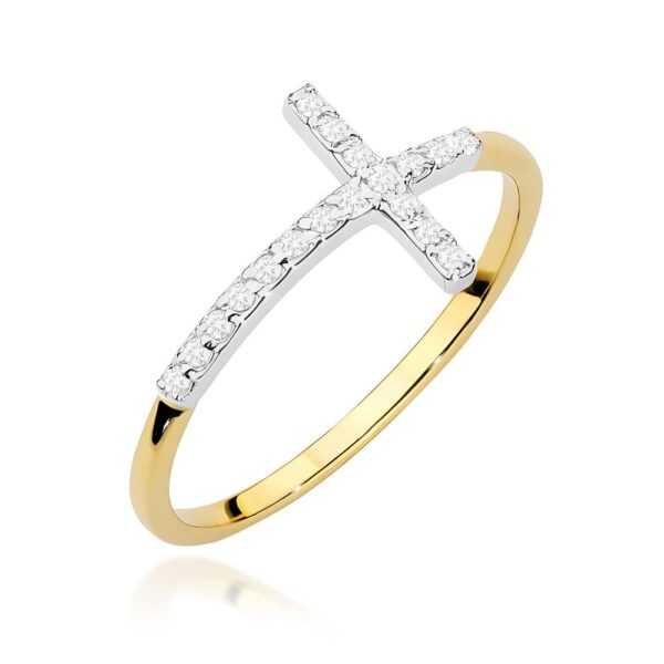 Pierścionek z brylantami 0,09 ct, żółte złoto 585
