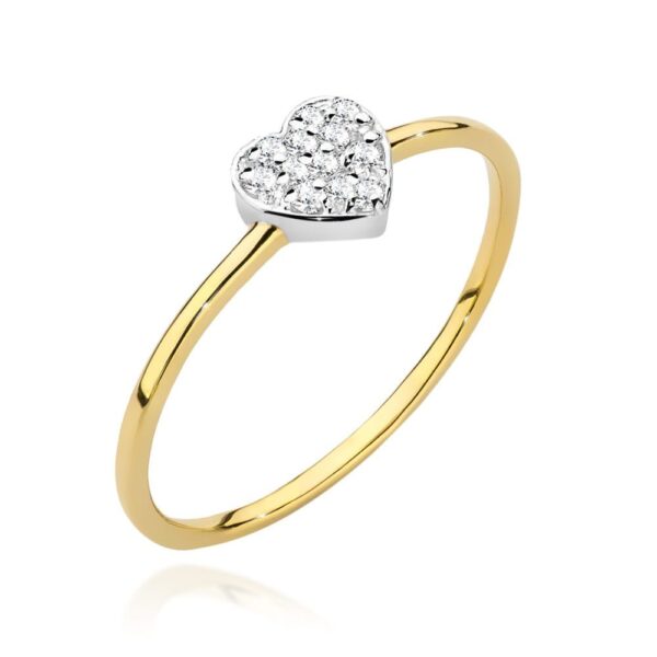 Pierścionek z brylantami 0,10 ct, żółte złoto 585