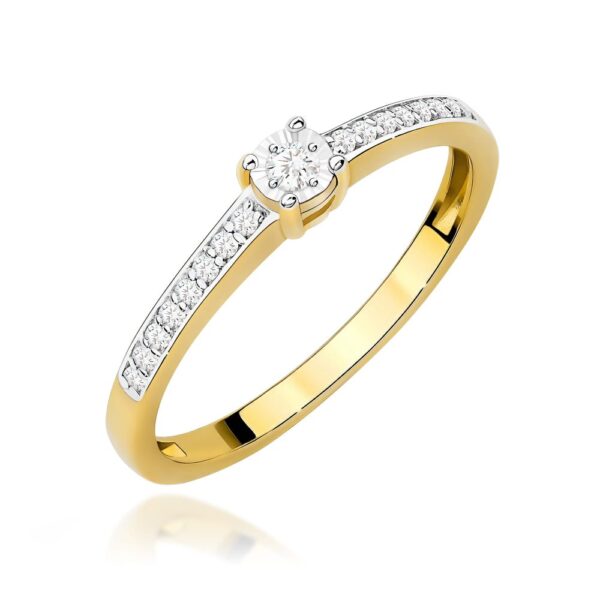 Pierścionek z brylantami 0,11 ct, żółte złoto 585