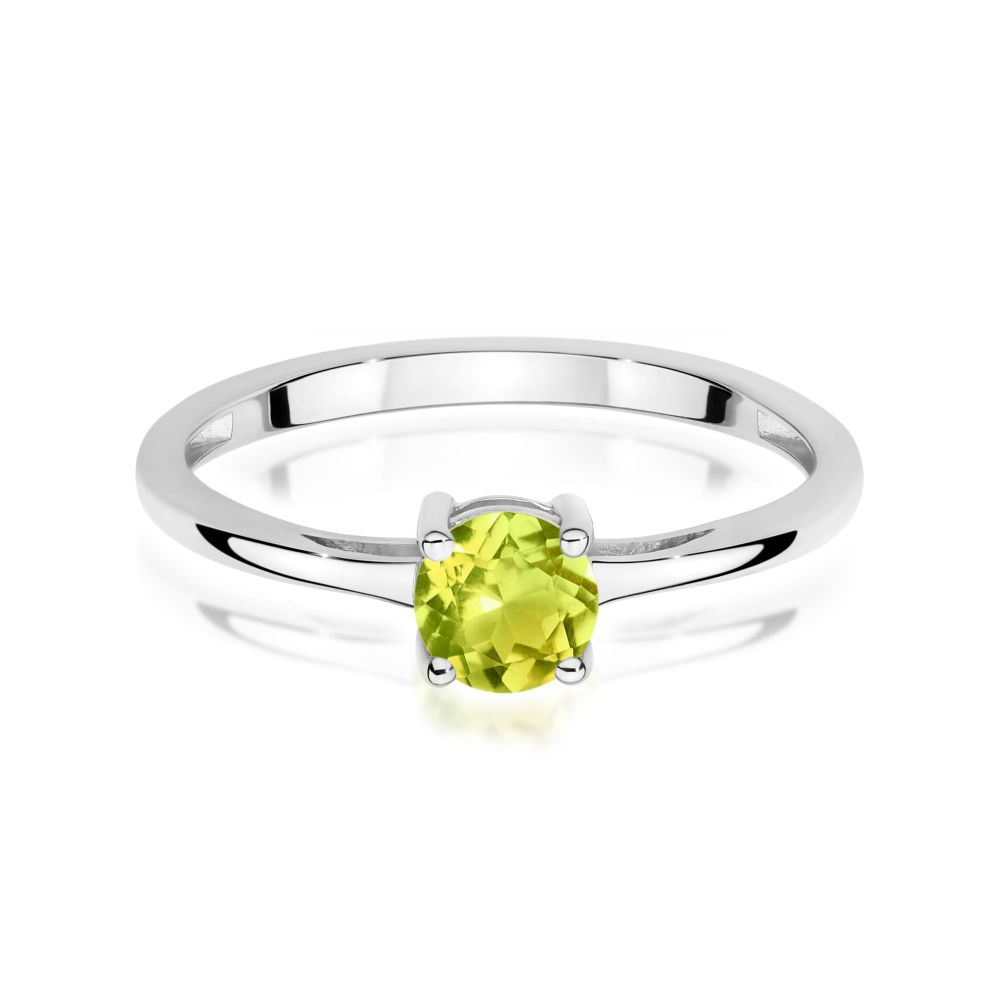 Pierścionek z oliwinem 0,60 ct, białe złoto 585