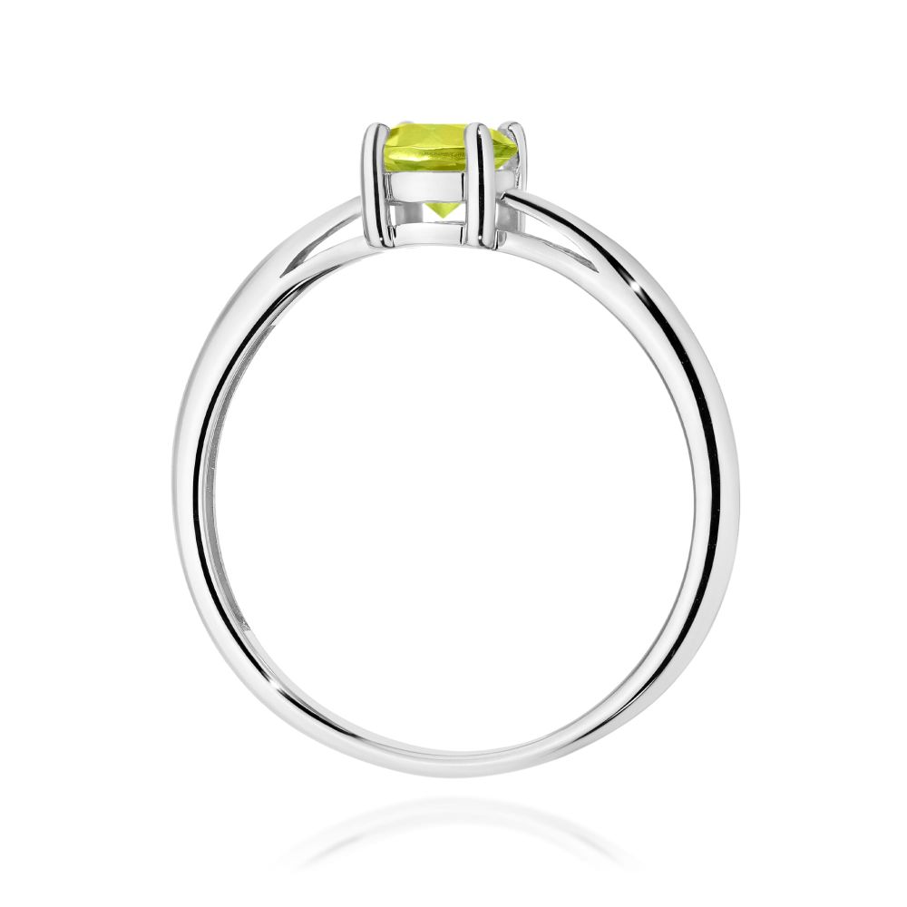 Pierścionek z oliwinem 0,60 ct, białe złoto 585