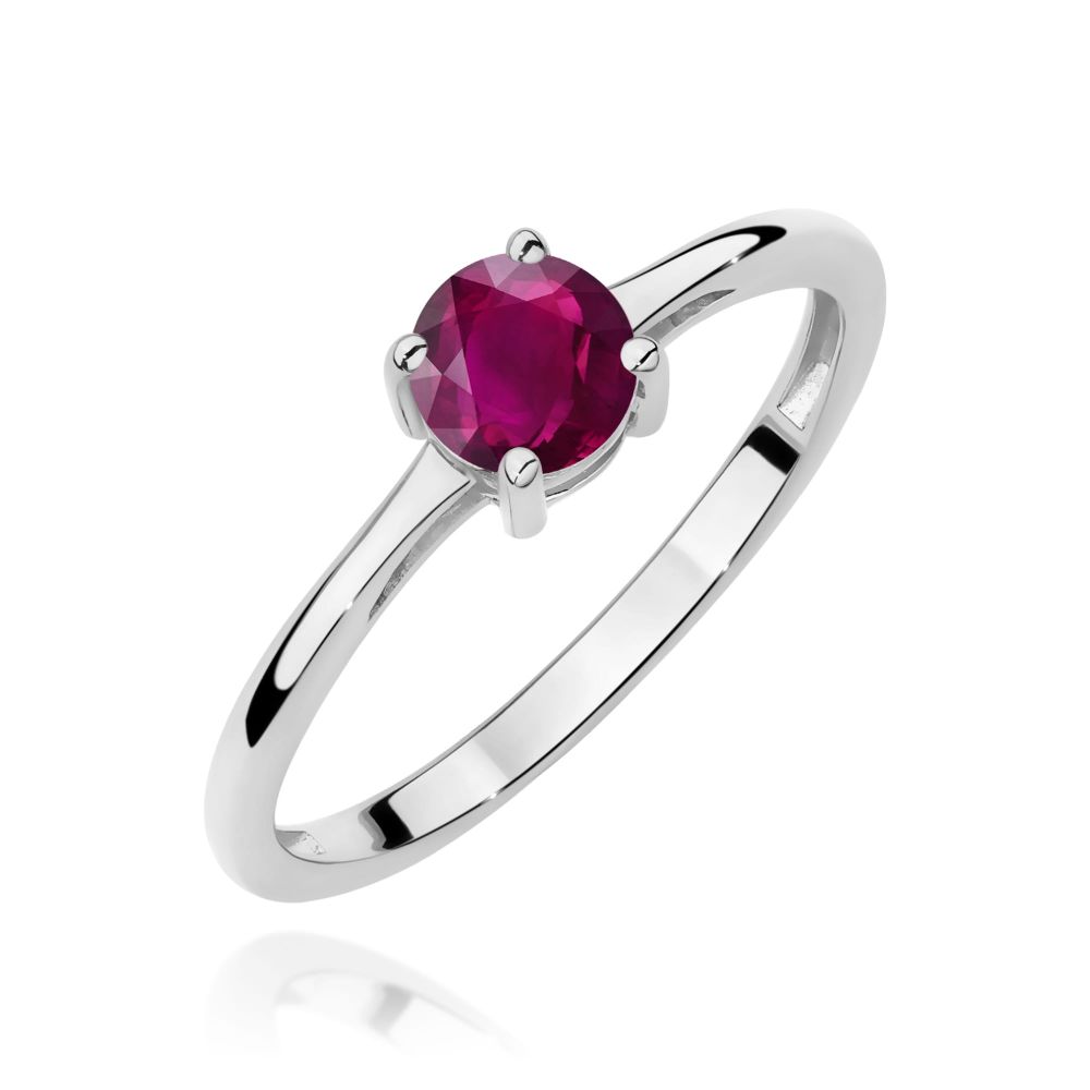 Pierścionek z rodolitem 0,60 ct, białe złoto 585