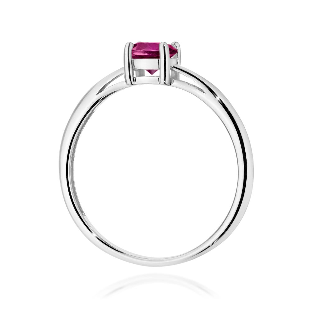Pierścionek z rodolitem 0,60 ct, białe złoto 585