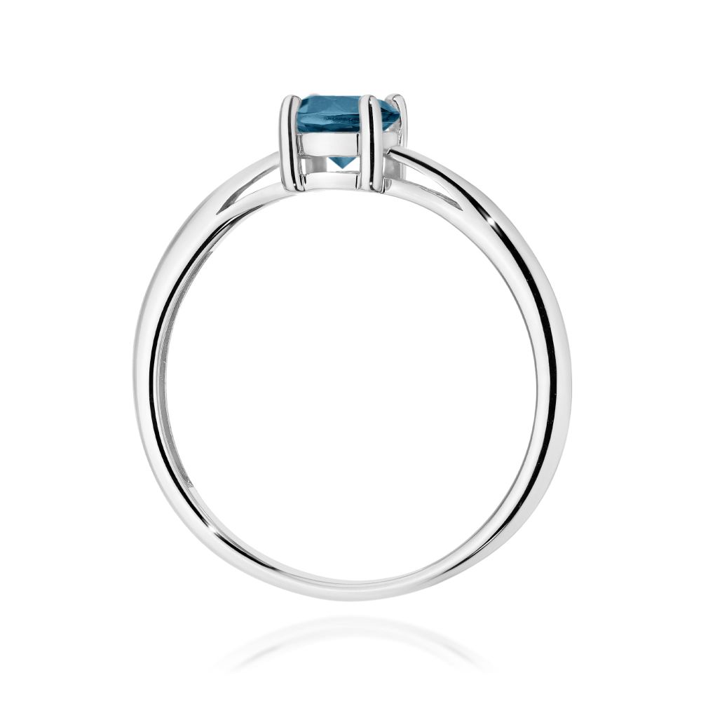 Pierścionek z topazem London Blue 0,50 ct, białe złoto 585