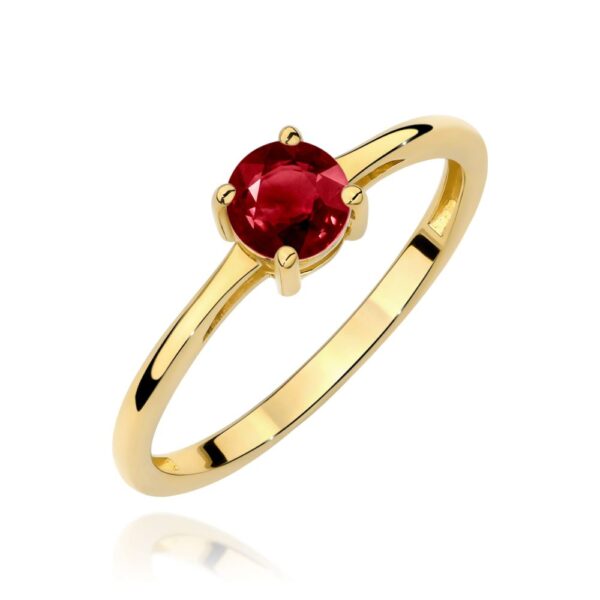Pierścionek z granatem 0,60 ct, żółte złoto 585