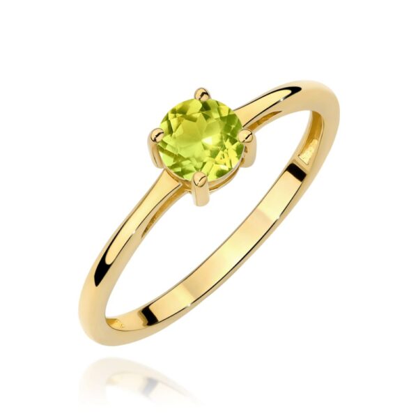 Pierścionek z oliwinem 0,60 ct, żółte złoto 585