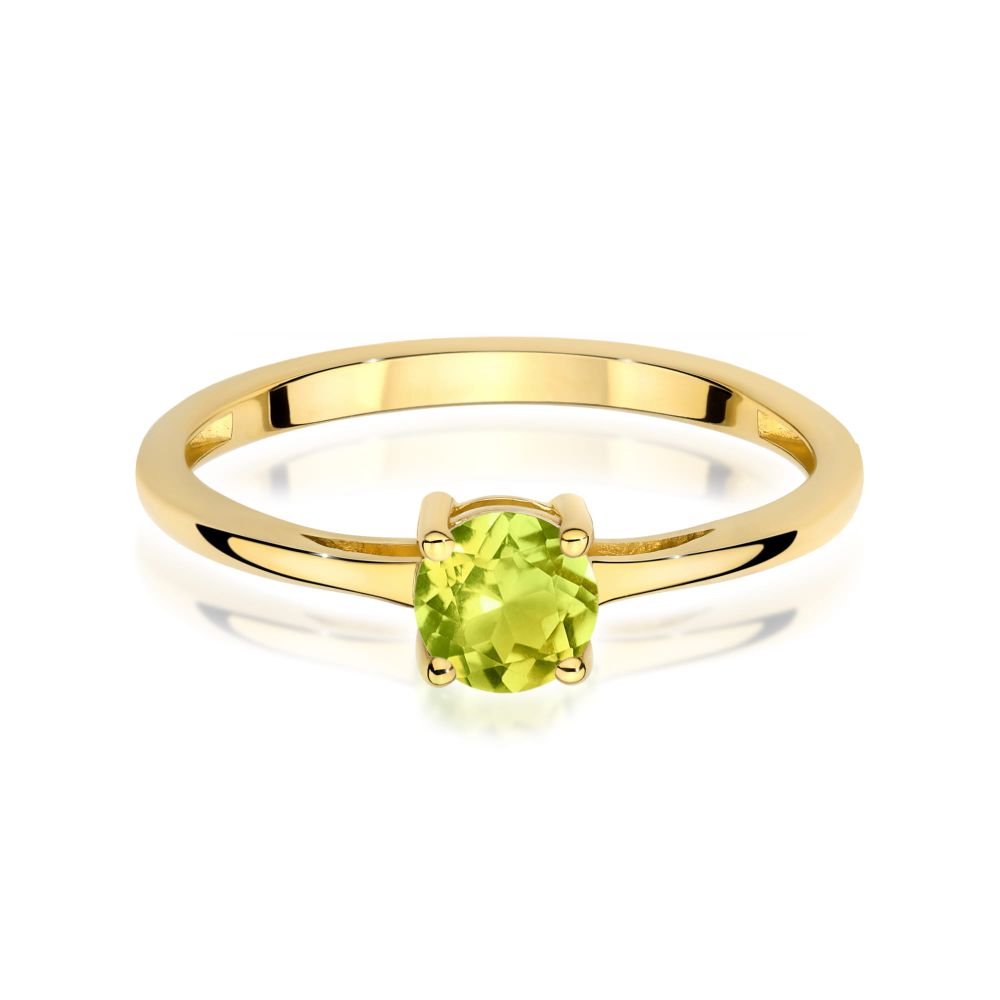 Pierścionek z oliwinem 0,60 ct, żółte złoto 585