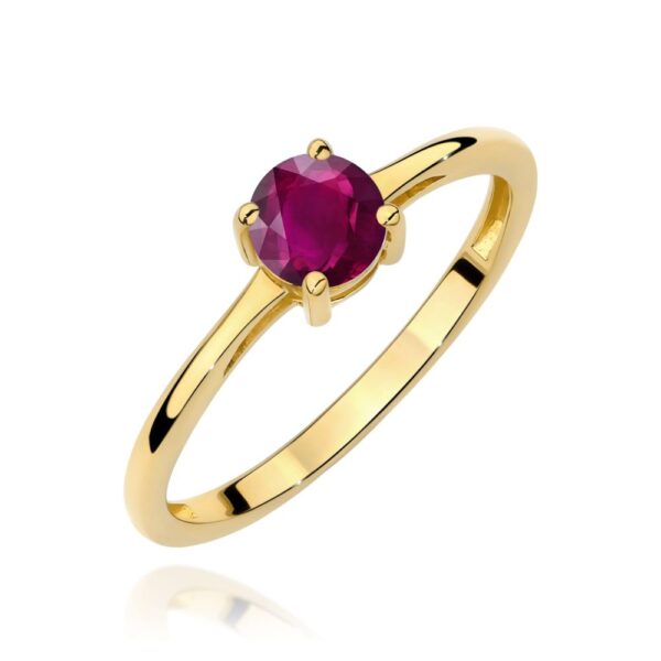Pierścionek z rodolitem 0,60 ct, żółte złoto 585
