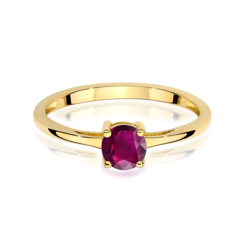Pierścionek z rodolitem 0,60 ct, żółte złoto 585