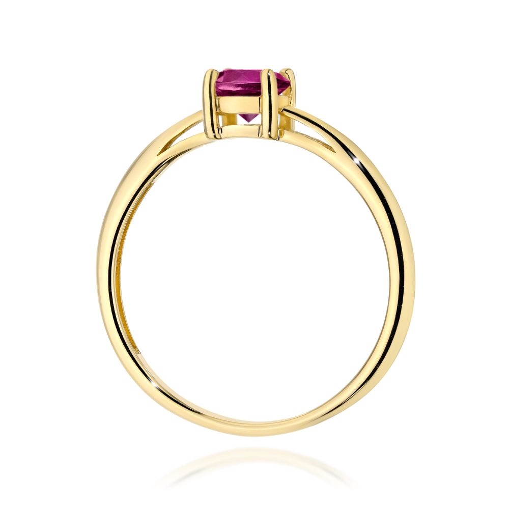 Pierścionek z rodolitem 0,60 ct, żółte złoto 585
