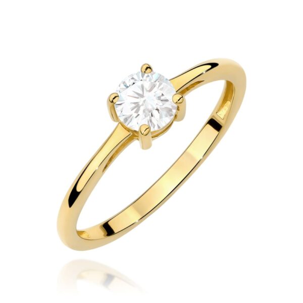 Pierścionek z białym szafirem 0,60 ct, żółte złoto 585