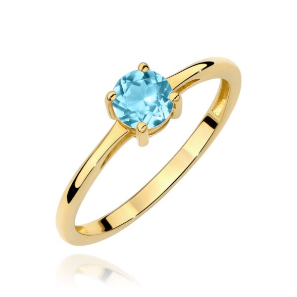 Pierścionek z topazem Swiss Blue 0,50 ct, żółte złoto 585