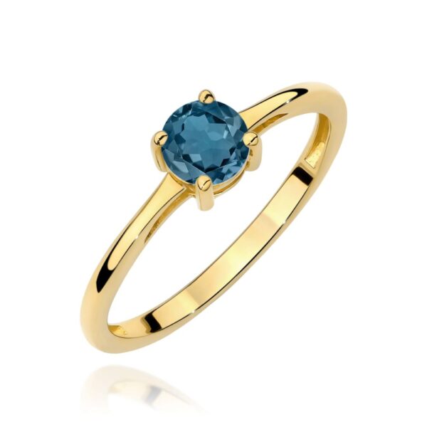 Pierścionek z topazem London Blue 0,50 ct, żółte złoto 585