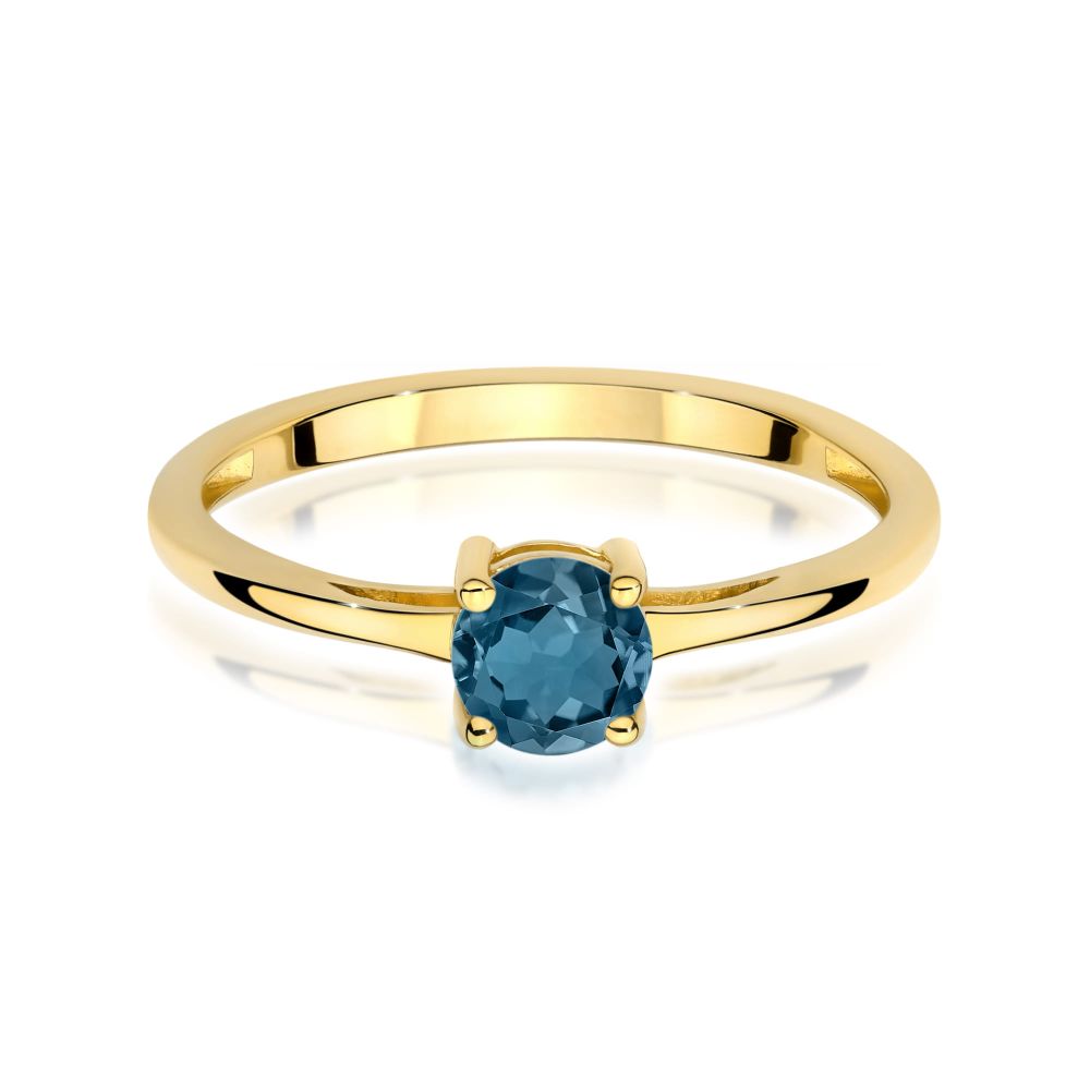 Pierścionek z topazem London Blue 0,50 ct, żółte złoto 585