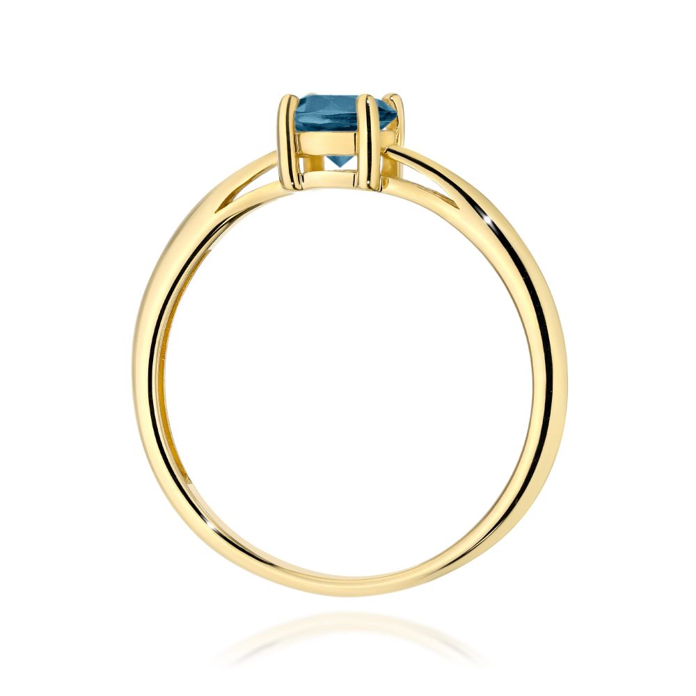 Pierścionek z topazem London Blue 0,50 ct, żółte złoto 585